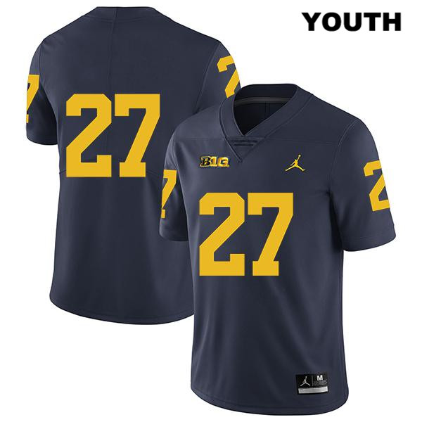 Youth NCAA Michigan Wolverines Hunter Reynolds #27 No Name Navy Jordan Brand Authentic Stitched Legend Football College Jersey OB25K52RE